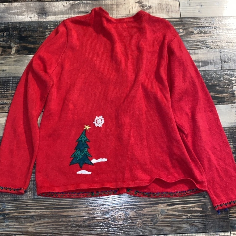 Arriviste cotton blend Ugly Christmas cardigan sweater size large - Picture 5 of 5